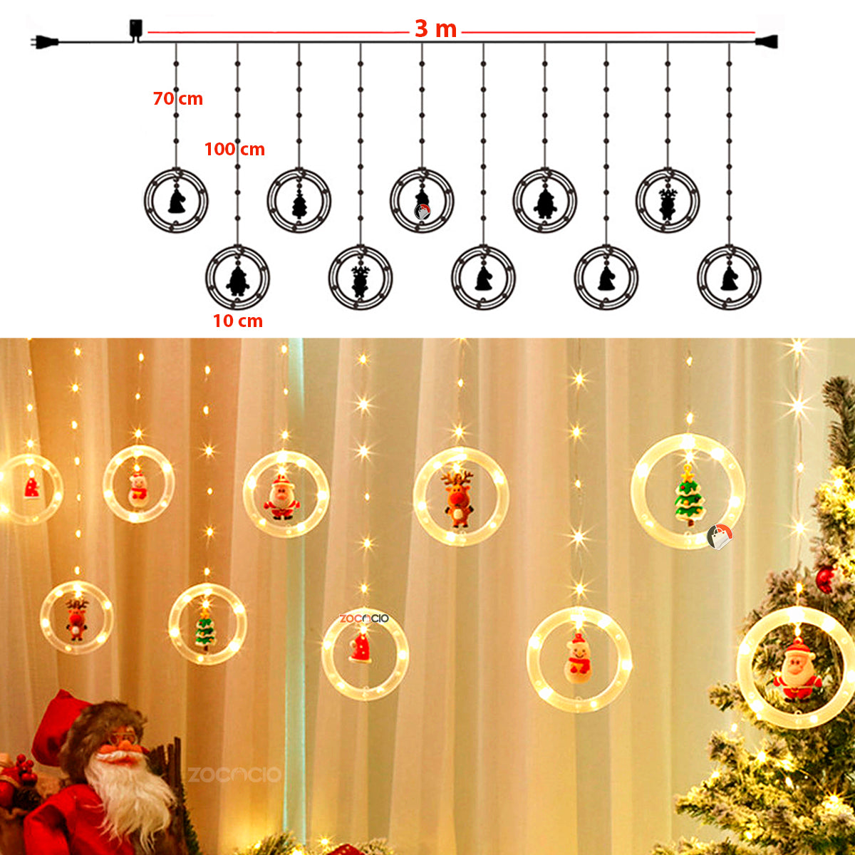 Cortina De Aros Con Figuras Navidenas