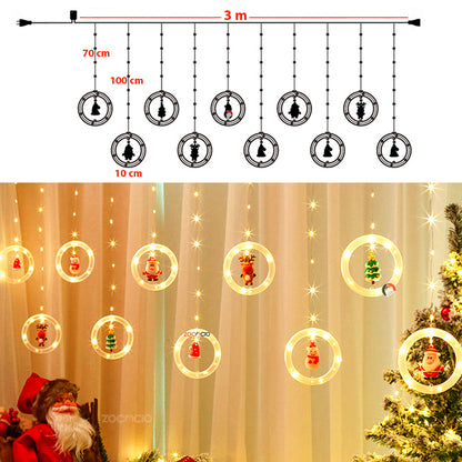 Cortina De Aros Con Figuras Navidenas