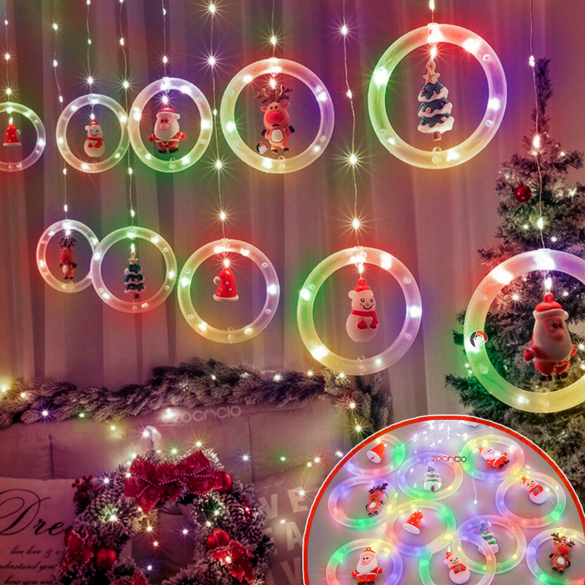 Cortina De Aros Con Figuras Navidenas