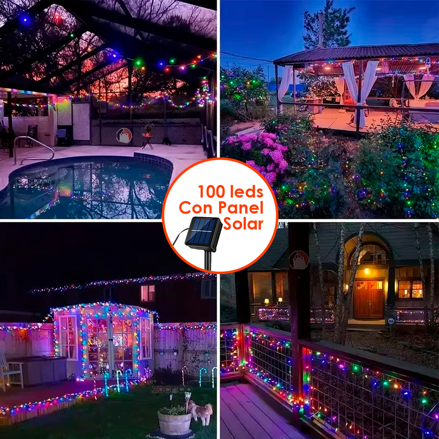 Luces Navidad Energía Solar Prem 100 Led