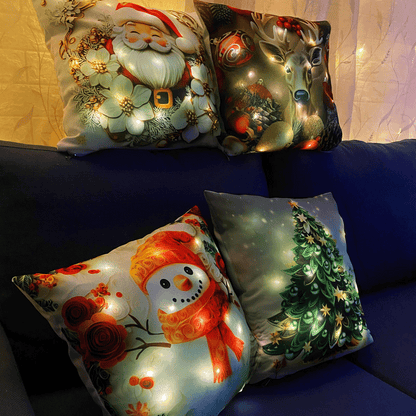 Set Fundas Navidenas X4 Con Luces