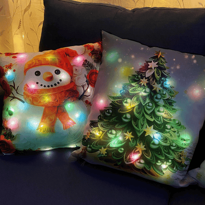 Set Fundas Navidenas X4 Con Luces