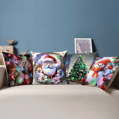Set Fundas Navidenas X4 Con Luces