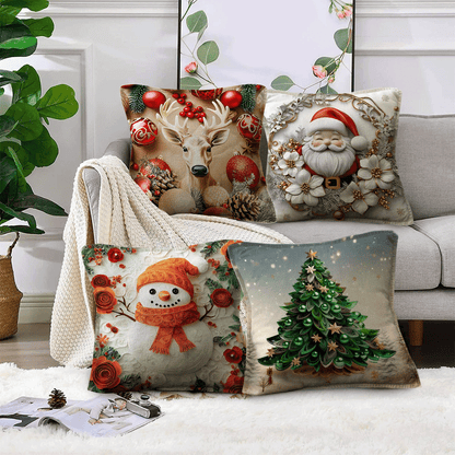 Set Fundas Navidenas X4 Con Luces