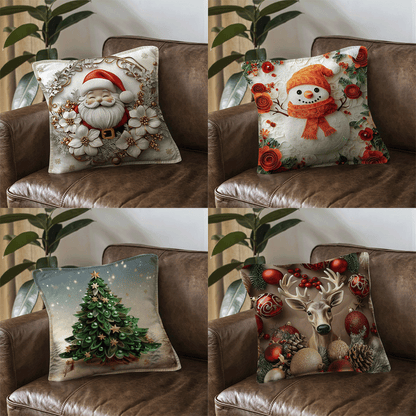 Set Fundas Navidenas X4 Con Luces