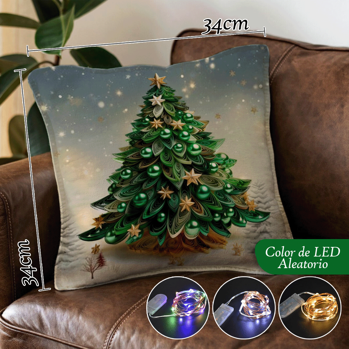 Set Fundas Navidenas X4 Con Luces