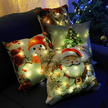 Set Fundas Navidenas X4 Con Luces